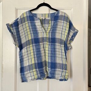L.L. Bean Blue and Yellow Plaid Women's Top